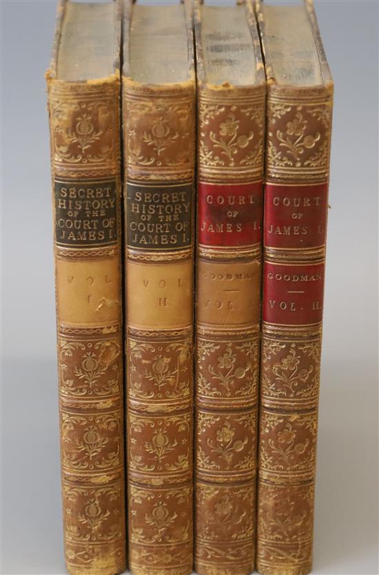 [Scott, Walter Sir] - Secret History of the Court of James the First, 2 vols, 8vo, half calf, with portrait frontis, Edinburgh 1811 and